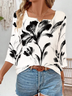 Women Floral Three Quarter Sleeve Blouse Spring/Fall Printing Notched Daily Casual Top