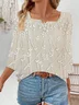 Women Floral Three Quarter Sleeve Blouse Spring/Fall Printing Notched Daily Casual Top