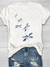 Women Dragonfly Short Sleeve Tee T-shirt Crew Neck Printing Casual Summer Graphic Tee Top