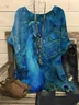 Women Peacock Three Quarter Sleeve Tee T-shirt Crew Neck Vintage Spring/Fall Top