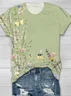 Women Floral Short Sleeve Tee T-shirt Crew Neck Printing Casual Summer Graphic Tee Top