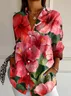 Women's Long Sleeve Shirt Spring/Fall Floral Buckle Shirt Collar Daily Going Out Casual Top