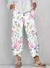 Women Floral Capris Pant Casual Summer Trousers