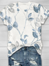 Women Floral Short Sleeve Tee T-shirt Crew Neck Printing Casual Summer Graphic Tee Top