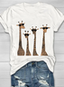 Women Deer Short Sleeve Tee T-shirt Crew Neck Printing Casual Summer Graphic Tee Top