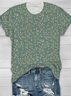 Women Floral Short Sleeve Tee T-shirt Crew Neck Printing Casual Summer Graphic Tee Top