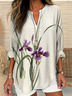 Women Floral Long Sleeve Blouse Spring/Fall Printing V Neck Daily Casual Top