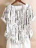 Women Geometric Half Sleeve Blouse Summer Crew Neck Daily Casual Top
