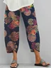 Women Floral Capris Pant Casual Summer Trousers