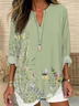 Women Floral Long Sleeve Blouse Spring/Fall Printing V Neck Daily Casual Top