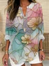 Women Floral Long Sleeve Blouse Spring/Fall Printing V Neck Daily Casual Top