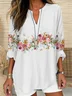 Women Floral Long Sleeve Blouse Spring/Fall Printing V Neck Daily Casual Top