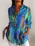 Women Geometric Long Sleeve Shirt Spring/Fall Shirt Collar Daily Casual Top