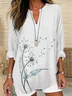 Women Floral Long Sleeve Blouse Spring/Fall Printing V Neck Daily Casual Top