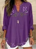 Women Floral Long Sleeve Blouse Spring/Fall Shawl Collar Daily Casual Top