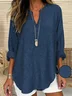 Women Faux Denim Print Graphic Long Sleeve Blouse Spring/Fall Printing V Neck Daily Casual Top