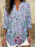 Women Floral Long Sleeve Blouse Spring/Fall Printing V Neck Daily Casual Top