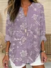 Women Floral Long Sleeve Blouse Spring/Fall Printing V Neck Daily Casual Top