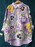 Women Floral Long Sleeve Shirt Spring/Fall Printing Shirt Collar Daily Casual Top