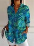 Women Feather Long Sleeve Shirt Spring/Fall Shirt Collar Daily Casual Top