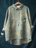 Women Floral Long Sleeve Shirt Spring/Fall Printing Shirt Collar Daily Casual Top