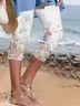 Women Floral Capris Pants Casual Summer Trousers