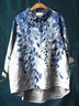Women Floral Long Sleeve Shirt Spring/Fall Printing Shirt Collar Daily Casual Top