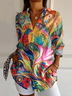 Women Phoenix Long Sleeve Shirt Spring/Fall Buckle Shirt Collar Daily Casual Top