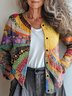 Women 3D Printing Casual Spring/Fall Knitted Cardigan