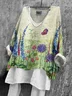Women Floral Long Sleeve Blouse Spring/Fall Printing V Neck Daily Casual Top