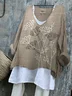 Women Floral Long Sleeve Blouse Spring/Fall Printing V Neck Daily Casual Top
