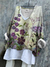 Women Floral Long Sleeve Blouse Spring/Fall Printing V Neck Daily Casual Top