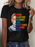 Women Text Letters Short Sleeve Tee T-shirt Crew Neck Casual Summer Top