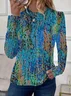 Women Abstract Long Sleeve Tee T-shirt Crew Neck Printing Casual Spring/Fall Graphic Tee Top