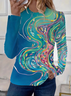 Women Abstract Long Sleeve Tee T-shirt Crew Neck Printing Casual Spring/Fall Graphic Tee Top