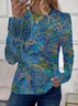 Women Abstract Long Sleeve Tee T-shirt Crew Neck Printing Casual Spring/Fall Graphic Tee Top