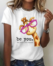 Women Deer Short Sleeve Tee T-shirt Crew Neck Casual Summer Top
