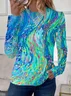 Women Abstract Long Sleeve Tee T-shirt Crew Neck Printing Casual Spring/Fall Graphic Tee Top