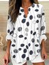 Women Abstract Polka Dots Long Sleeve Blouse Spring/Fall Printing V Neck Daily Casual Top