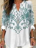Women Nationality/ethnic Half Sleeve Blouse Summer Shawl Collar Daily Casual Top