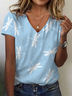 Women Dragonfly Short Sleeve Tee T-shirt V Neck Printing Casual Summer Graphic Tee Top
