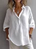 Women Plain Long Sleeve Shirt Spring/Fall Shirt Collar Daily Casual Top