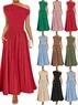 Women Plain Short Sleeve Summer Dress Asymmetrical Daily Casual Maxi Tunic A-Line Dress