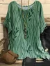 Women Plants Three Quarter Sleeve Tee T-shirt Crew Neck Vintage Spring/Fall Top