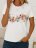 Women Floral Short Sleeve Tee T-shirt Crew Neck Printing Casual Summer Graphic Tee Top