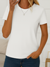 Women Plain Short Sleeve Tee T-shirt Crew Neck Printing Casual Summer Top