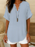 Women Striped Short Sleeve Shirt Summer Printing V Neck Daily Casual Top