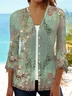 Women Floral Spring/Fall Cover-up Casual Printing Lightweight Cardigan