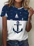 Women's Anchor Short Sleeve Tee T-shirt Crew Neck Printing Casual Summer Graphic Tee Top
