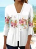 Women Floral Spring/Fall Cover-up Casual Printing Lightweight Cardigan